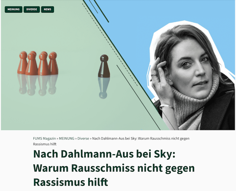 Screenshot des Artikels. Fotomontage der Autorin mit einem Foto von Spielfiguren, von denen eine abseits steht.