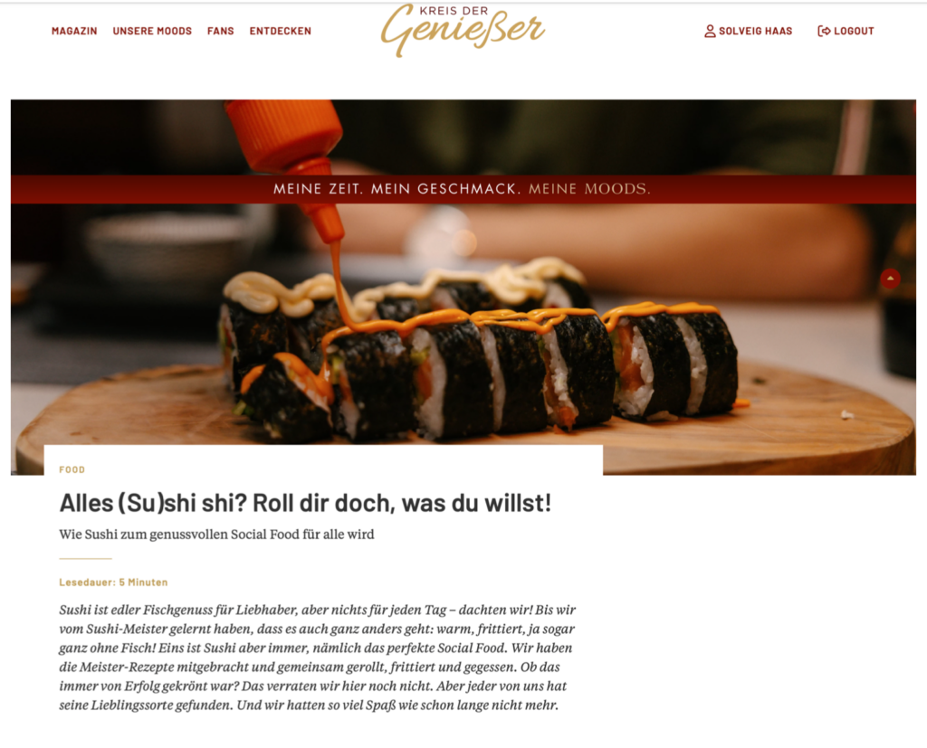 Sushi Kreis der Genießer Portfolio
